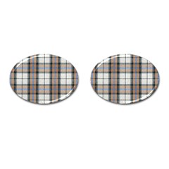 Cute Blue Grey White Plaids Cufflinks (oval) by ConteMonfrey