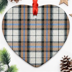 Cute Blue Grey White Plaids Heart Ornament (two Sides) by ConteMonfrey