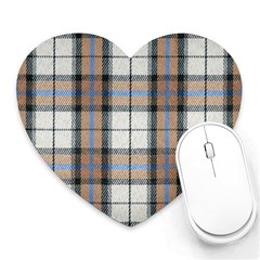 Cute Blue Grey White Plaids Heart Mousepads by ConteMonfrey