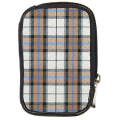 Cute Blue Grey White Plaids Compact Camera Leather Case by ConteMonfrey