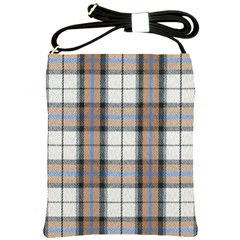 Cute Blue Grey White Plaids Shoulder Sling Bag by ConteMonfrey