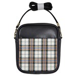 Cute blue grey white plaids Girls Sling Bag Front