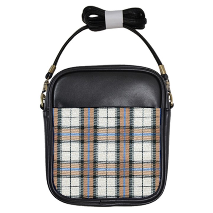 Cute blue grey white plaids Girls Sling Bag