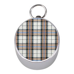 Cute Blue Grey White Plaids Mini Silver Compasses by ConteMonfrey