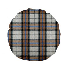 Cute Blue Grey White Plaids Standard 15  Premium Flano Round Cushions by ConteMonfrey