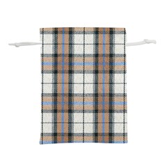 Cute Blue Grey White Plaids Lightweight Drawstring Pouch (l) by ConteMonfrey