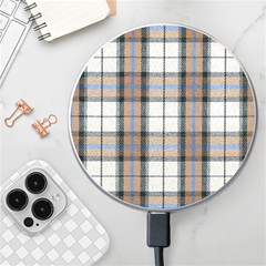 Cute Blue Grey White Plaids Wireless Charger by ConteMonfrey