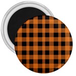 Orange black Halloween inspired plaids 3  Magnets Front