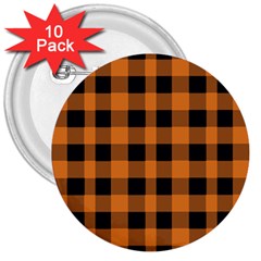 Orange Black Halloween Inspired Plaids 3  Buttons (10 Pack)  by ConteMonfrey