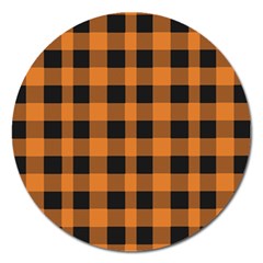 Orange Black Halloween Inspired Plaids Magnet 5  (round) by ConteMonfrey