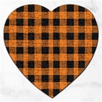 Orange black Halloween inspired plaids Jigsaw Puzzle (Heart) Front