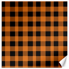 Orange Black Halloween Inspired Plaids Canvas 12  X 12  by ConteMonfrey