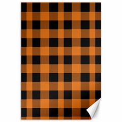 Orange Black Halloween Inspired Plaids Canvas 12  X 18  by ConteMonfrey