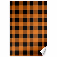 Orange Black Halloween Inspired Plaids Canvas 24  X 36  by ConteMonfrey