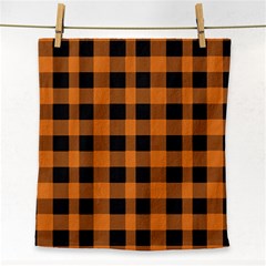 Orange Black Halloween Inspired Plaids Face Towel by ConteMonfrey