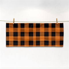 Orange Black Halloween Inspired Plaids Hand Towel by ConteMonfrey