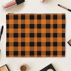 Orange Black Halloween Inspired Plaids Cosmetic Bag (xl) by ConteMonfrey