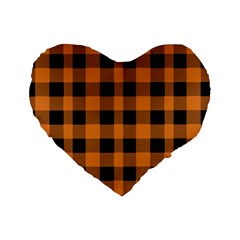 Orange Black Halloween Inspired Plaids Standard 16  Premium Heart Shape Cushions by ConteMonfrey