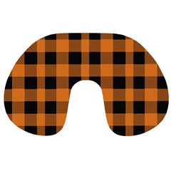 Orange Black Halloween Inspired Plaids Travel Neck Pillow