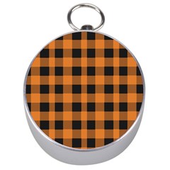 Orange Black Halloween Inspired Plaids Silver Compasses by ConteMonfrey