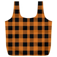 Orange Black Halloween Inspired Plaids Full Print Recycle Bag (xxxl) by ConteMonfrey