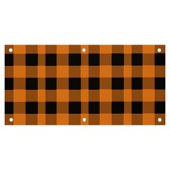 Orange Black Halloween Inspired Plaids Banner And Sign 6  X 3  by ConteMonfrey