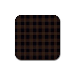 Brown And Black Plaids Rubber Coaster (square) by ConteMonfrey