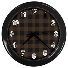 Brown And Black Plaids Wall Clock (black) by ConteMonfrey