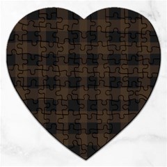 Brown And Black Plaids Jigsaw Puzzle (heart) by ConteMonfrey