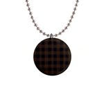 Brown and black plaids 1  Button Necklace Front