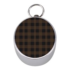 Brown And Black Plaids Mini Silver Compasses by ConteMonfrey