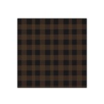 Brown and black plaids Satin Bandana Scarf 22  x 22  Front