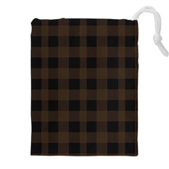 Brown And Black Plaids Drawstring Pouch (4xl) by ConteMonfrey