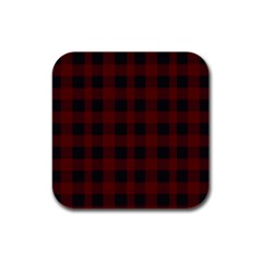 Dark Red Classic Plaids Rubber Square Coaster (4 Pack) by ConteMonfrey