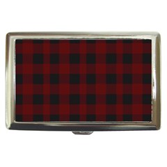 Dark Red Classic Plaids Cigarette Money Case by ConteMonfrey