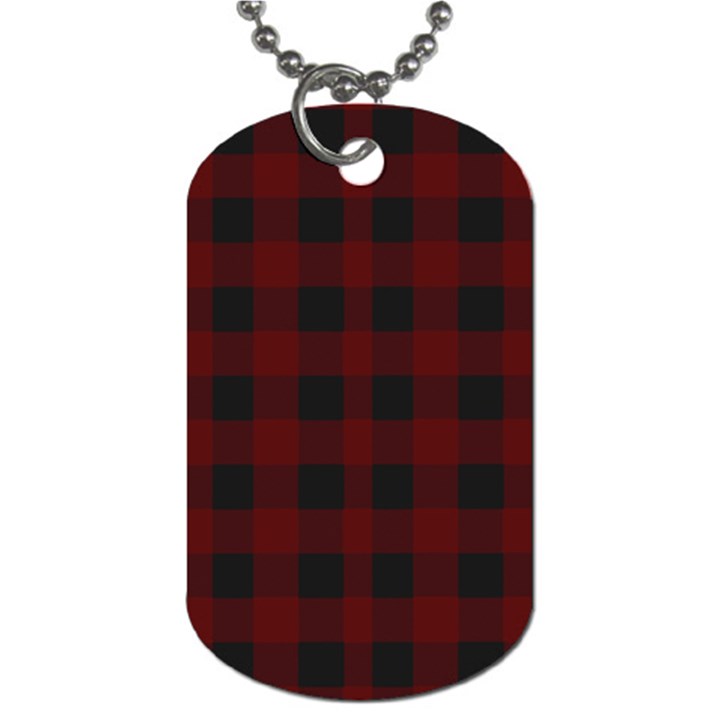 Dark red classic plaids Dog Tag (Two Sides)