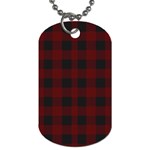 Dark red classic plaids Dog Tag (Two Sides) Back