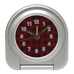 Dark Red Classic Plaids Travel Alarm Clock by ConteMonfrey