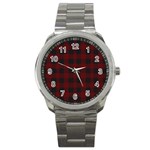 Dark red classic plaids Sport Metal Watch Front