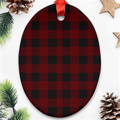 Dark Red Classic Plaids Oval Ornament (two Sides) by ConteMonfrey