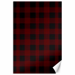 Dark Red Classic Plaids Canvas 24  X 36  by ConteMonfrey