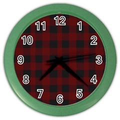 Dark Red Classic Plaids Color Wall Clock by ConteMonfrey