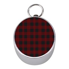 Dark Red Classic Plaids Mini Silver Compasses by ConteMonfrey