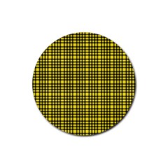 Yellow Small Plaids Rubber Coaster (round) by ConteMonfrey