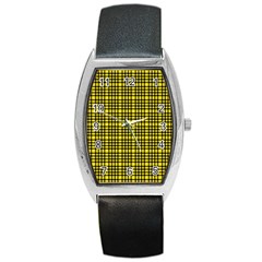 Yellow Small Plaids Barrel Style Metal Watch by ConteMonfrey