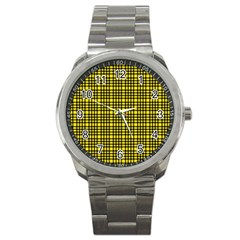 Yellow Small Plaids Sport Metal Watch by ConteMonfrey