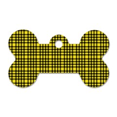 Yellow Small Plaids Dog Tag Bone (one Side) by ConteMonfrey