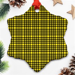 Yellow Small Plaids Snowflake Ornament (two Sides) by ConteMonfrey