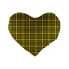 Yellow Small Plaids Standard 16  Premium Heart Shape Cushions by ConteMonfrey