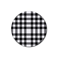 Black White Plaids  Rubber Coaster (round) by ConteMonfrey